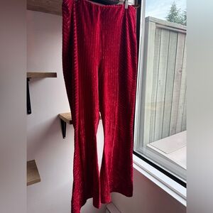 Free People Red Corduroy Velvet Flare Pant